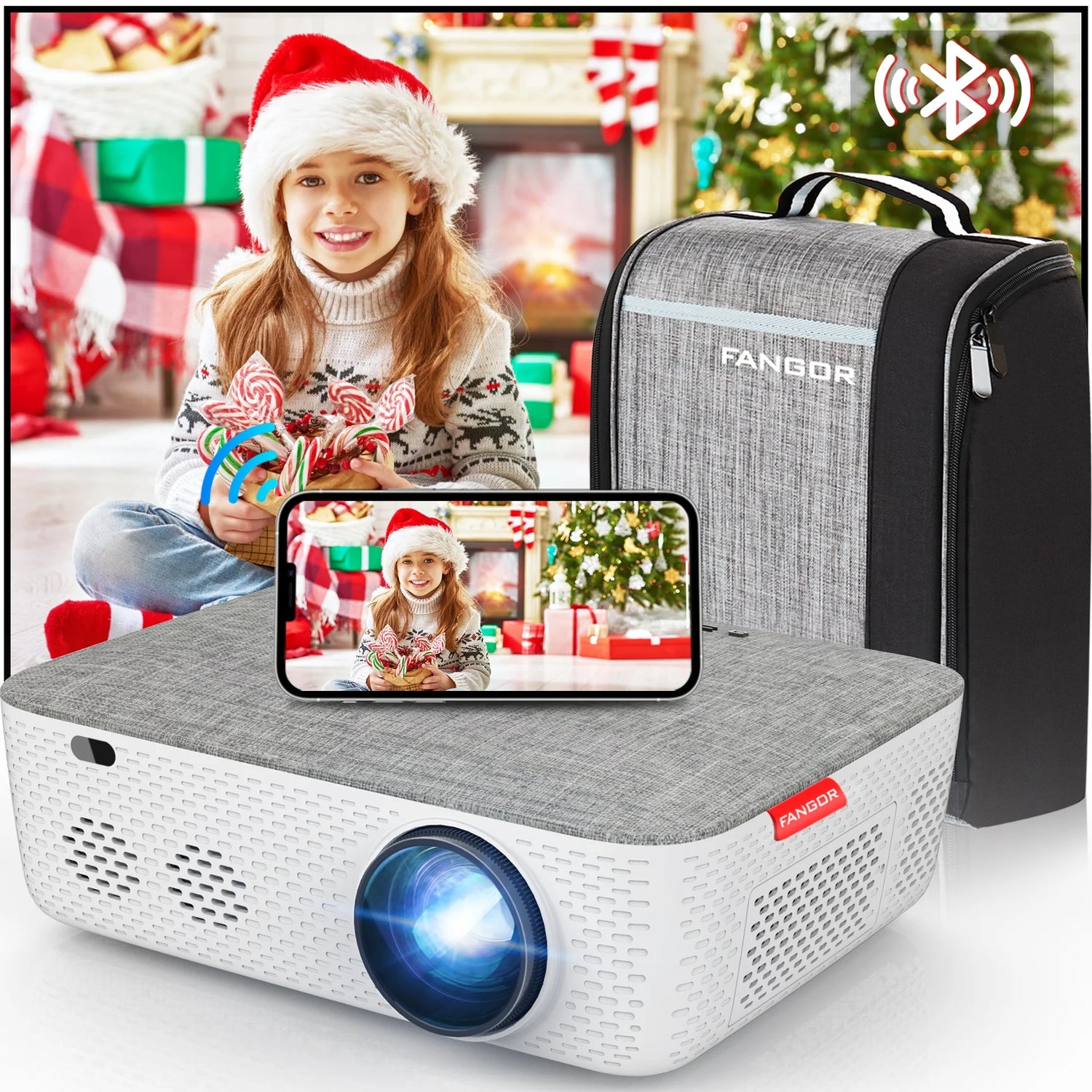 Projector with 5G Wifi and Bluetooth, 340ANSI Native 1080P Full HD Video Projector, Outdoor Movie Projector Support 4K ,Digital Keystone/50% Zoom,Compatible with HDMI, USB, Ios/Android Phone